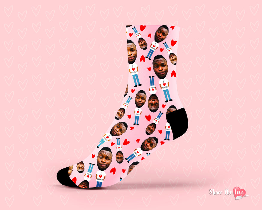 'Love T' Photo Personalised Socks