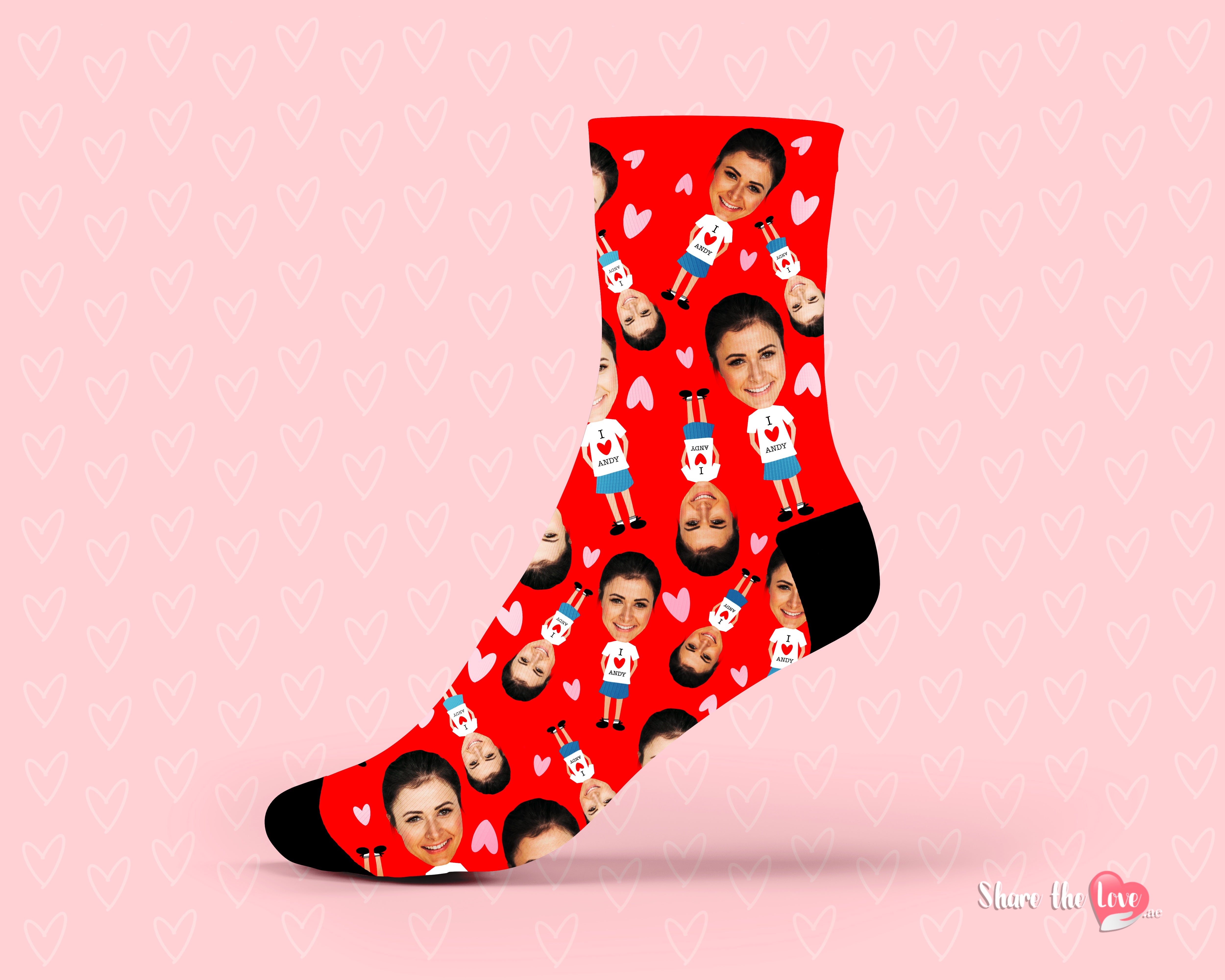 'Love T' Photo Personalised Socks