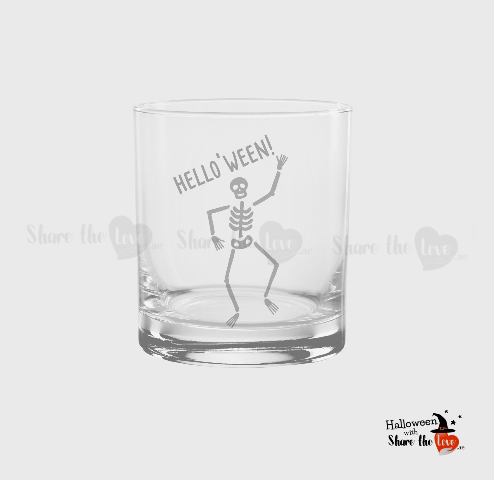 Hello'Ween Skeleton Whiskey Glass