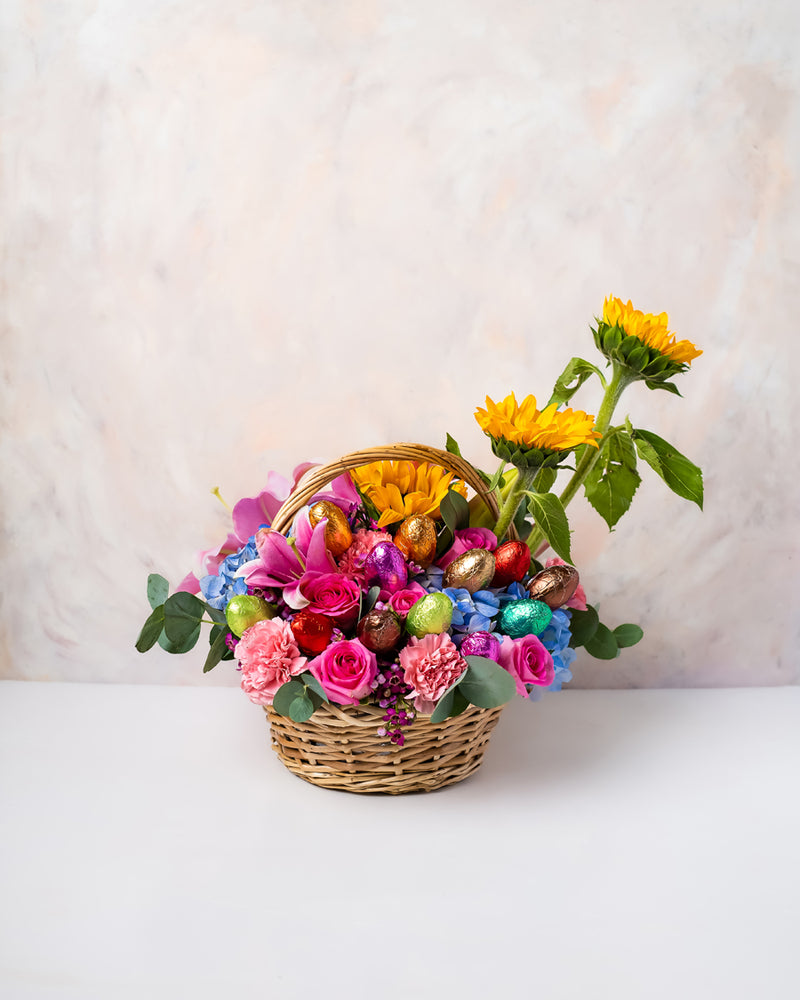 Flowers and Egg Basket Arrangement