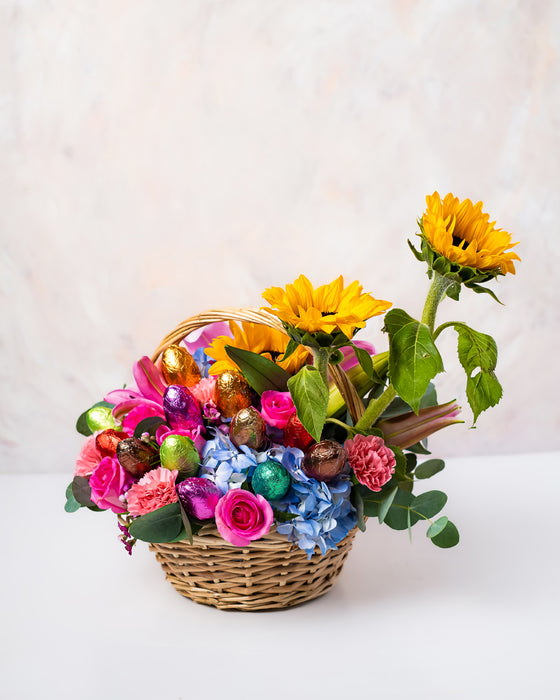 Flowers and Egg Basket Arrangement