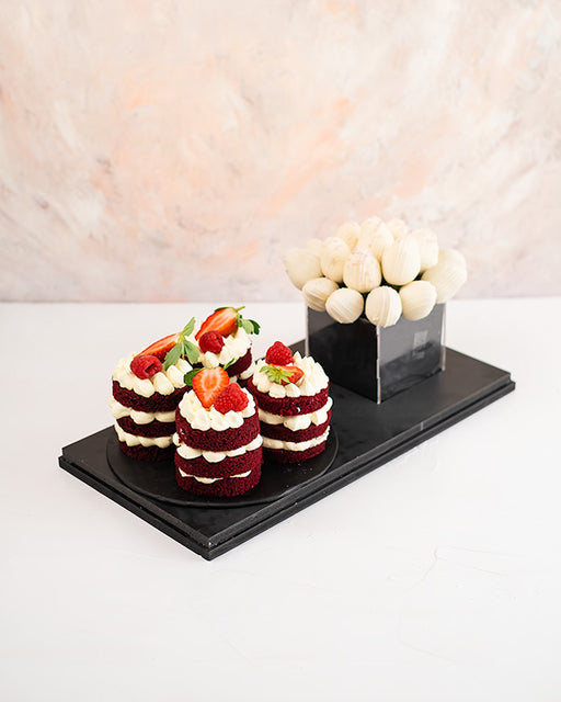 Mini Cakes and Berries Arrangement