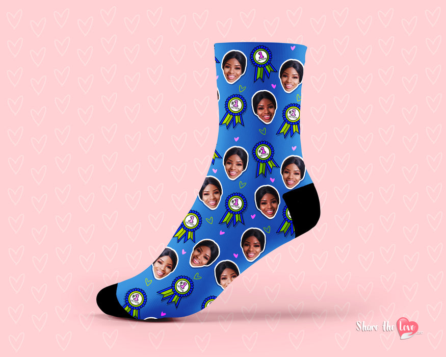 'Number 1' Girlfriend, Wife, Husband, Lover Photo Personalised Socks