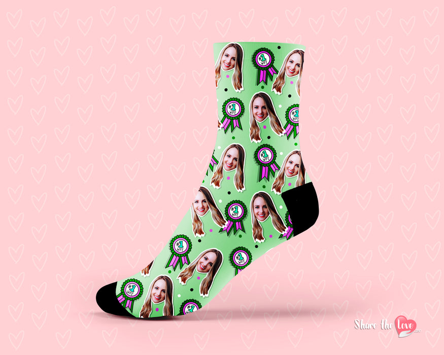 'Number 1' Girlfriend, Wife, Husband, Lover Photo Personalised Socks