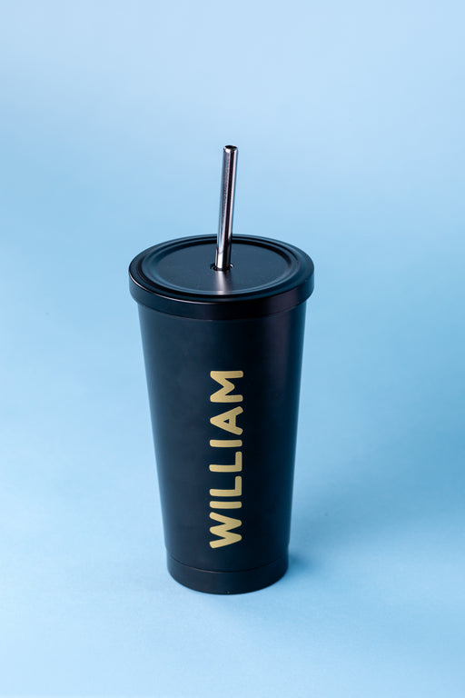 Personalised Insulated Vacuum Metal Tumbler with Straw