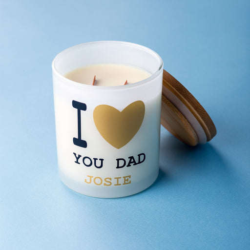 Father's Day Personalised Luxury Soy Wax Scented Candle with two Wooden Wicks