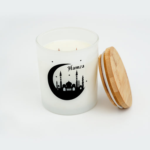 Personalised Luxury Soy Wax Scented Candle with two Wooden Wicks