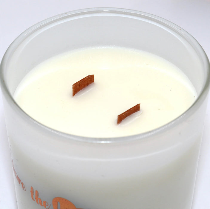 Personalised Luxury Soy Wax Scented Candle with two Wooden Wicks