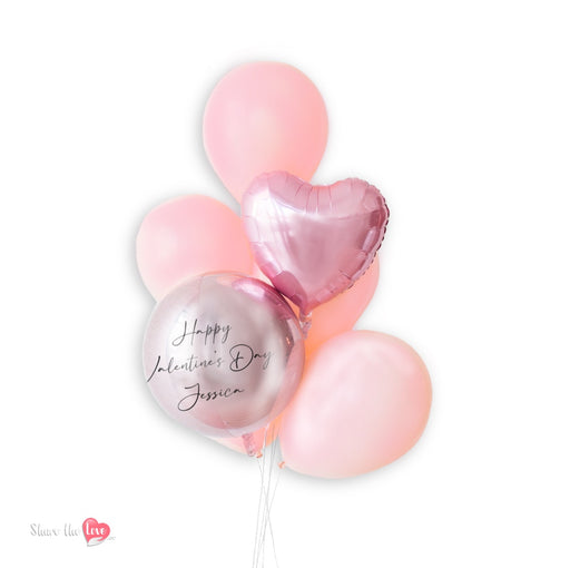 Pink Orb & Heart - Personalised Balloon Bouquet