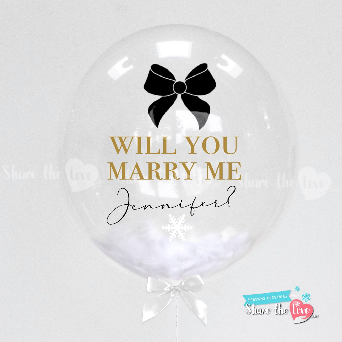 Proposal Bubble Black Personalised Balloon