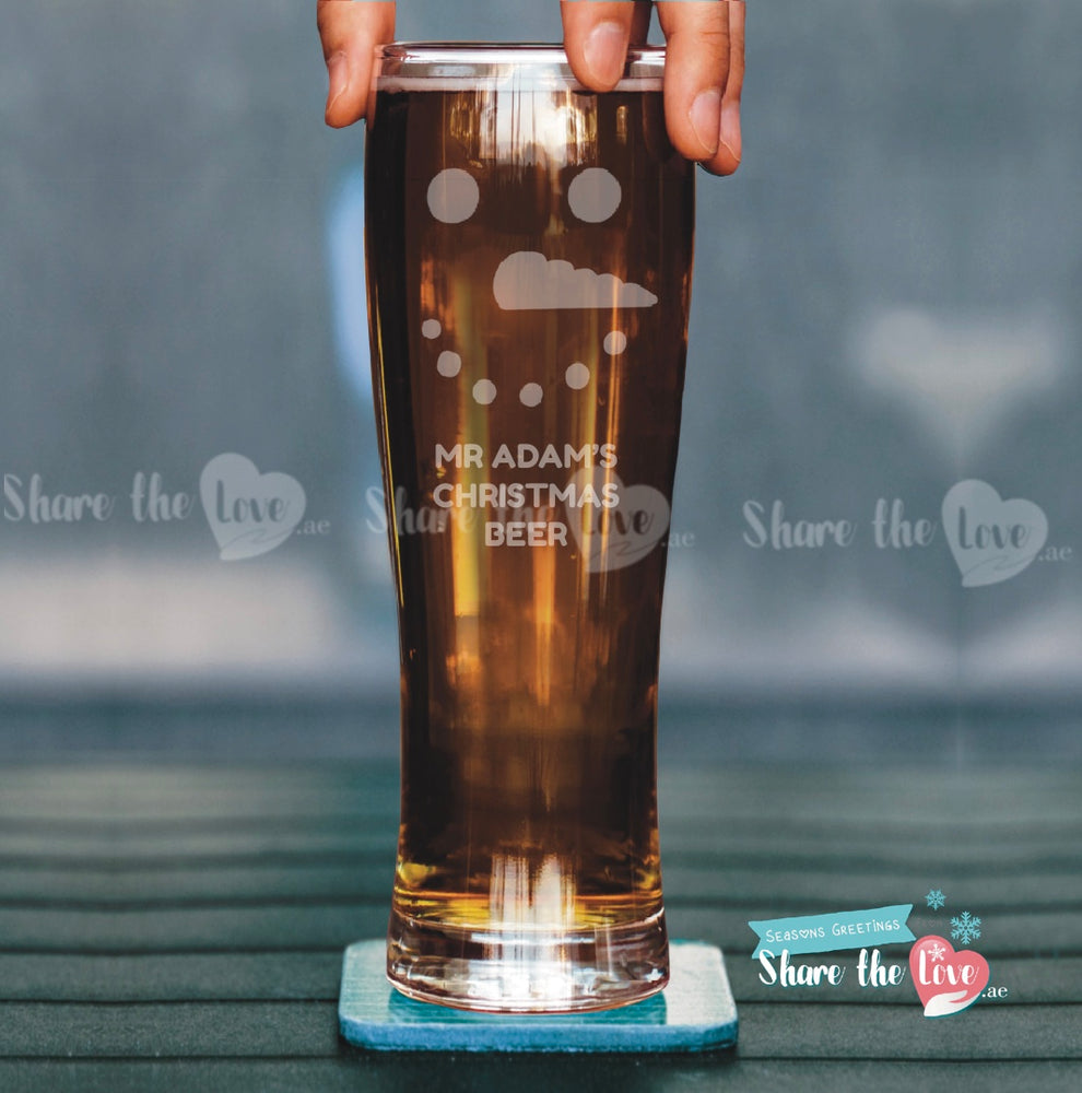 Snowman Pint Glass