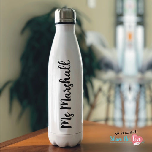 "Teacher Name" White Personalised Insulated Water Bottle 500 ml