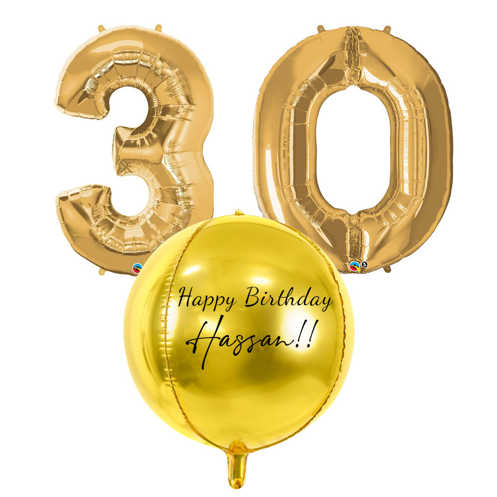 Orbs And Number Balloon Combo - Personalised Balloon