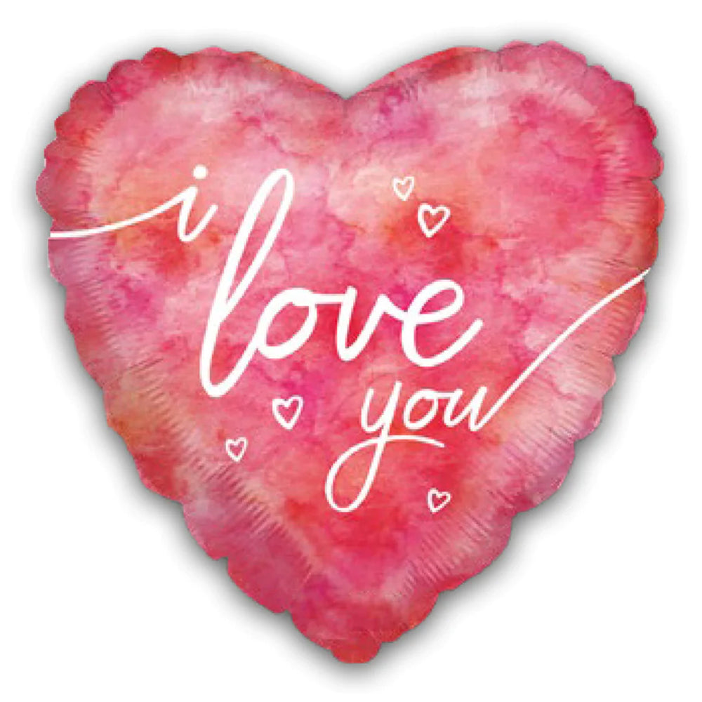 18" Pink I Love You Script  Watercolor Foil Balloon