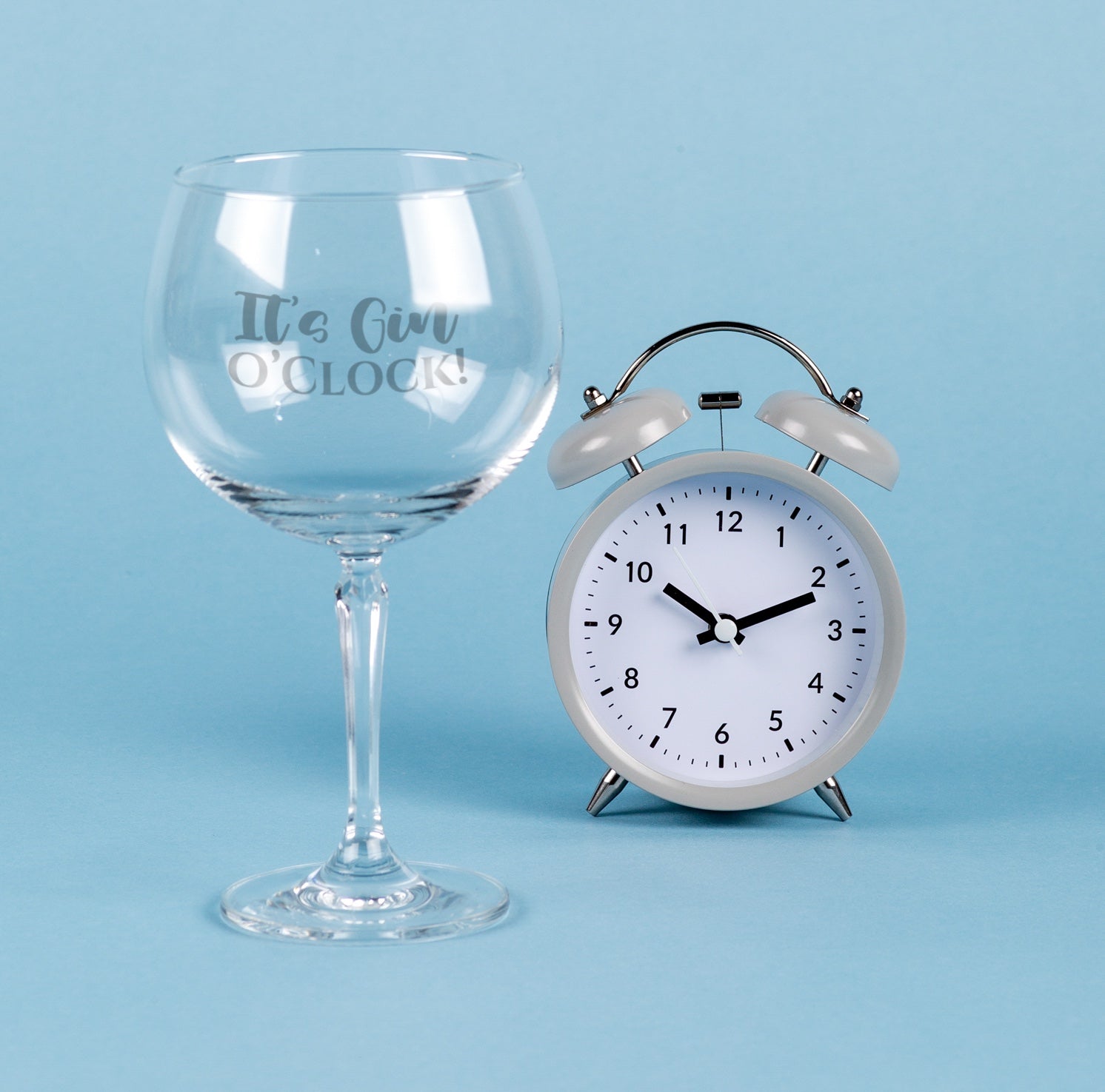 Father's Day Personalised Gin Glass & Alarm Clock Set