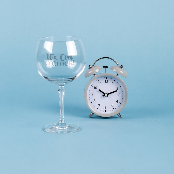 Father's Day Personalised Gin Glass & Alarm Clock Set