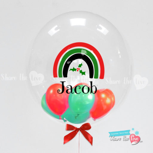 Festive Rainbow Personalised Bubble Balloon