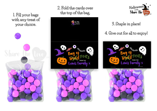 Hallooween Sweets Bag with Personalised Topper