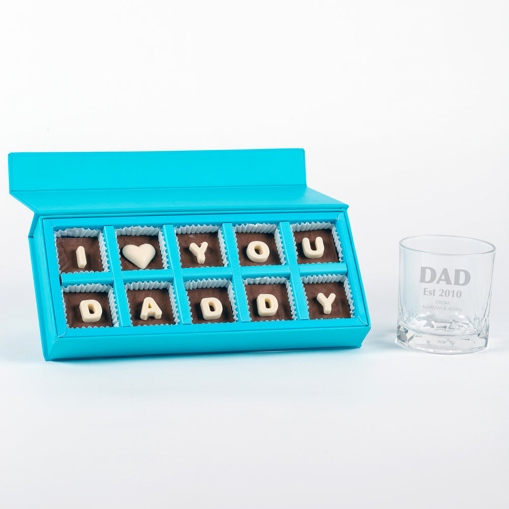 Father's Day Personalised Whiskey Glass & Chocolate Set