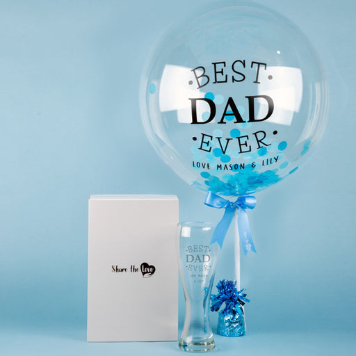 Father's Day Personalised Bubble Balloon & Pint Glass Set