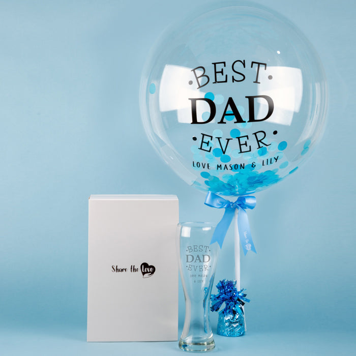 Father's Day Personalised Bubble Balloon & Pint Glass Set