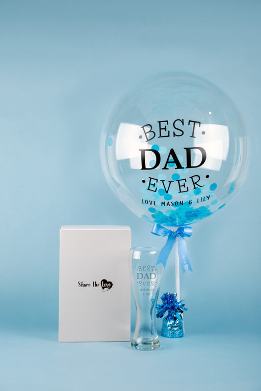 Father's Day Personalised Bubble Balloon & Pint Glass Set