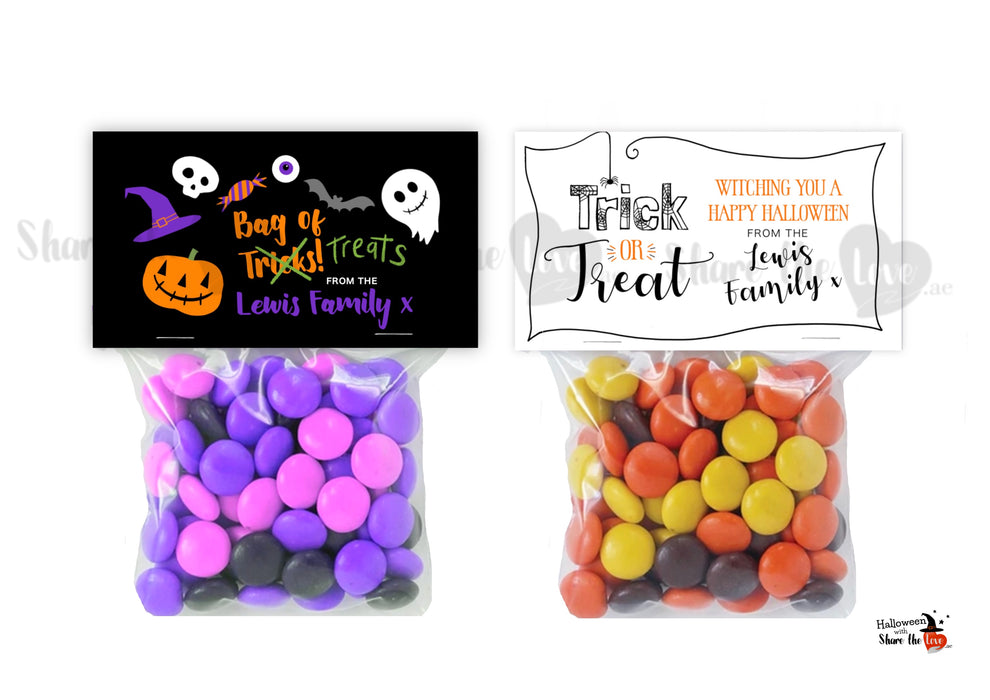 Hallooween Sweets Bag with Personalised Topper