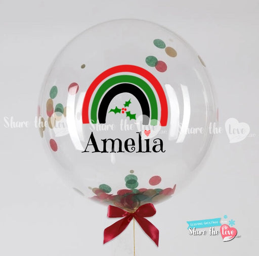 Festive Rainbow Personalised Bubble Balloon