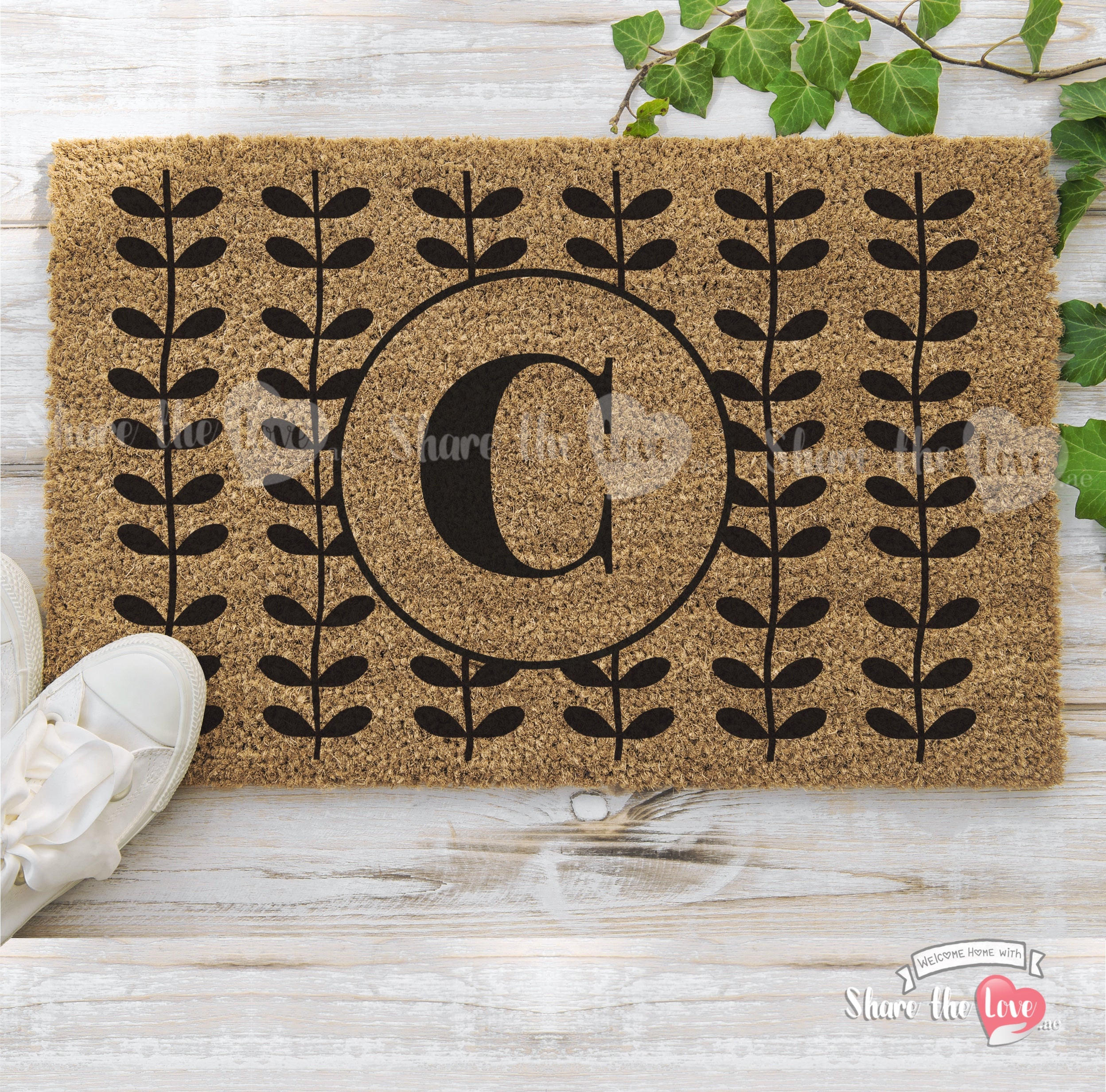 Initials with Vines Doormat