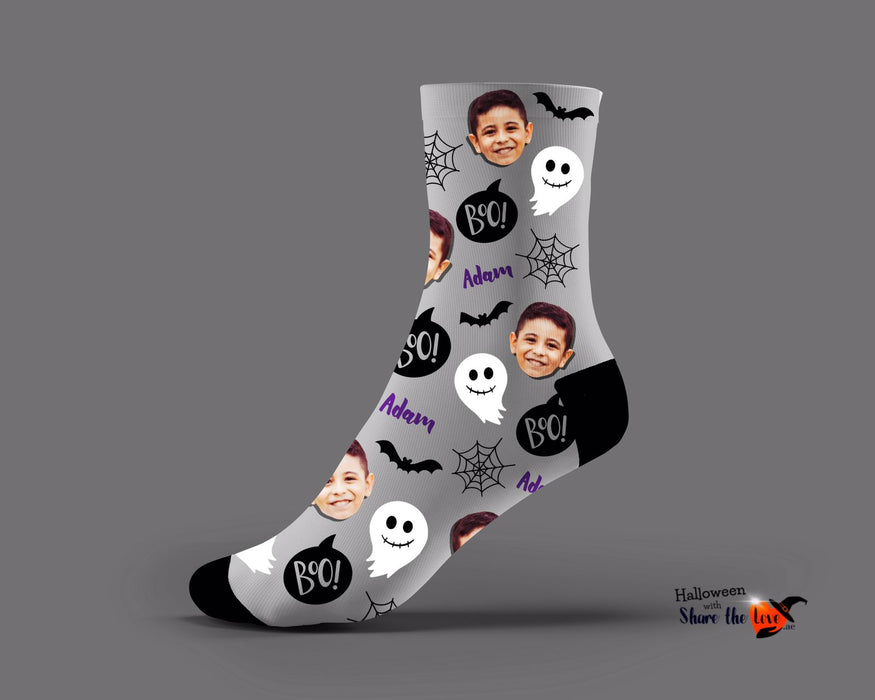 Halloween Grey Personalised Socks