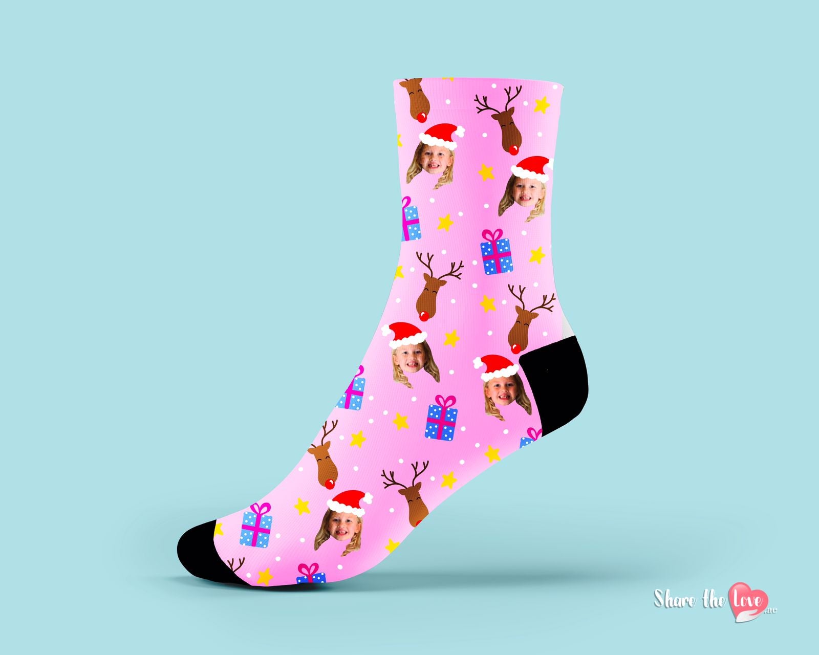 Pink Christmas Personalised Socks