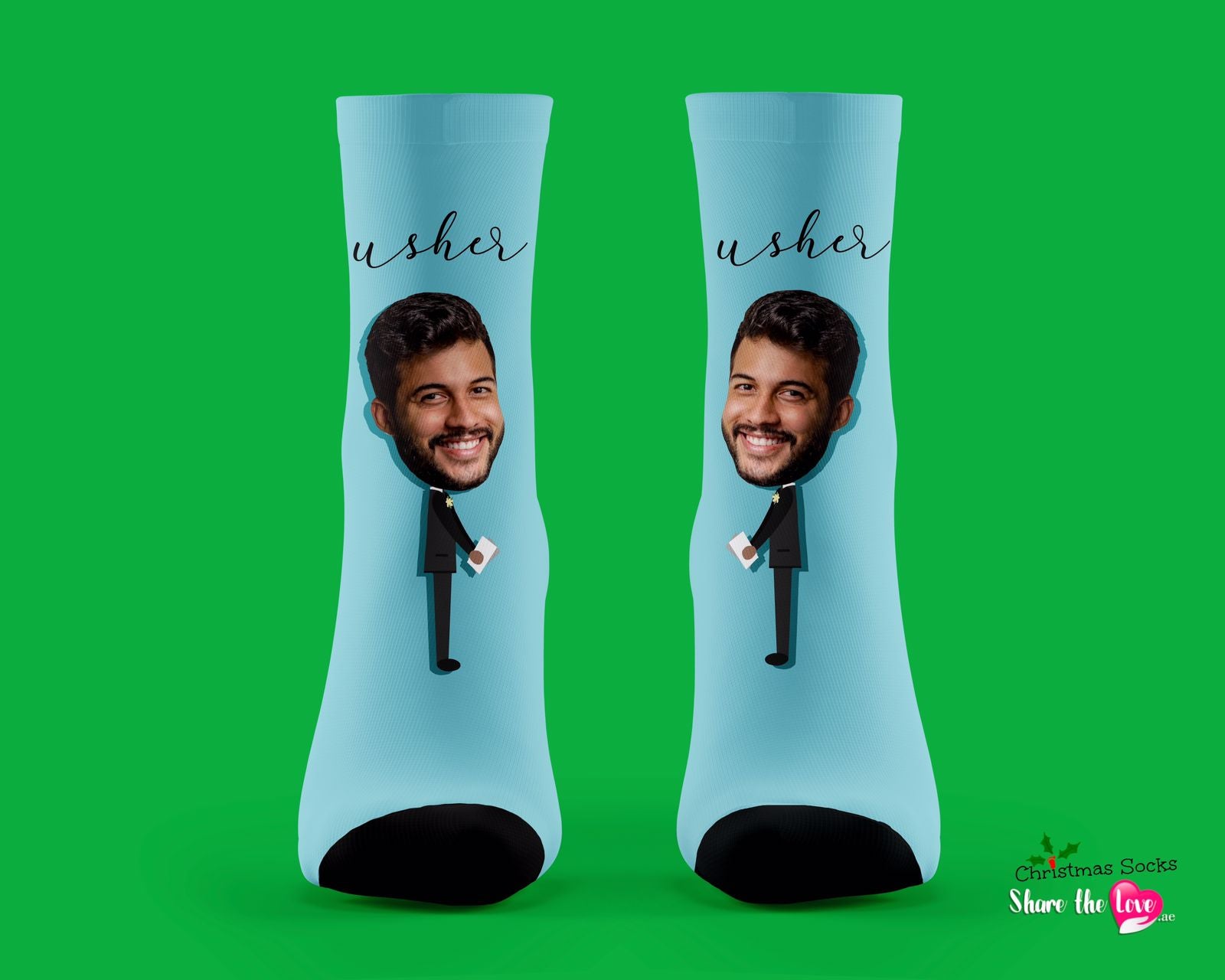Big Head Usher Personalised  Socks