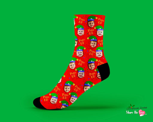 Papa Elf, Baby Elf Christmas Personalised Socks