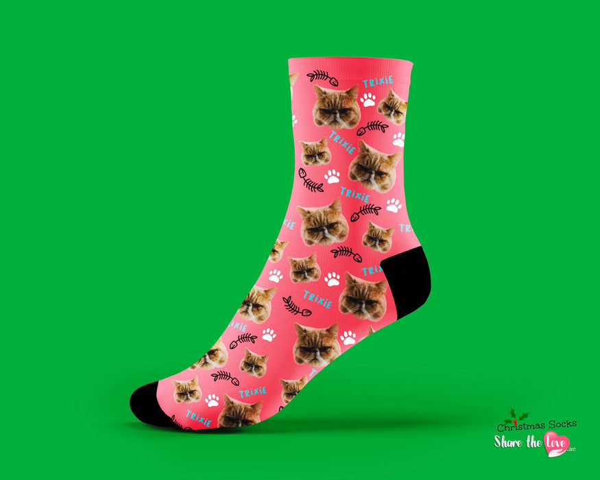 Cat Bone Personalised Socks