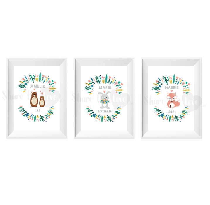 Woodland Animals Tri Frame