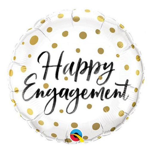 Happy Engagement Helium White and Gold Balloon