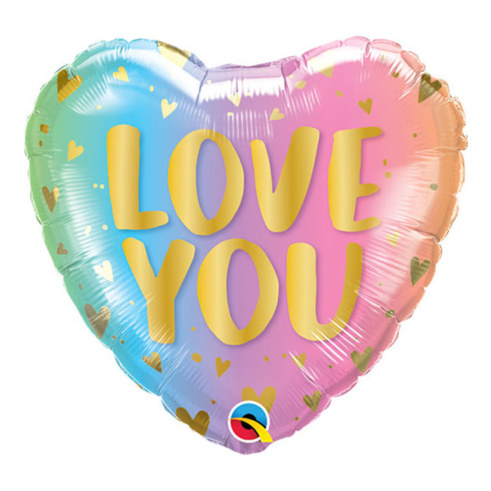 LOVE YOU Heart Pastel Helium Balloon