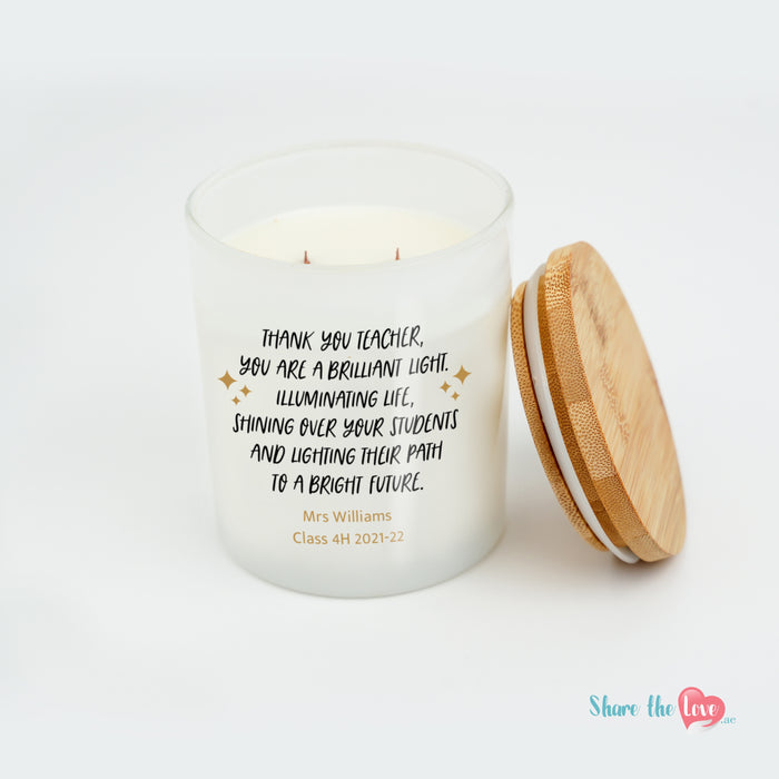 Thank You Teacher Personalised Candle
