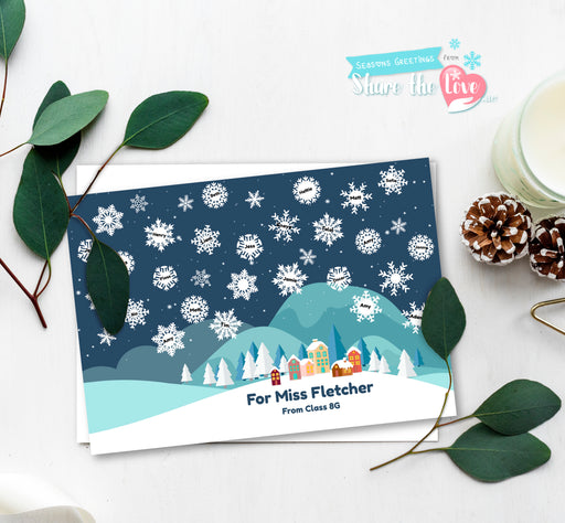 Christmas Snow Village Class Card