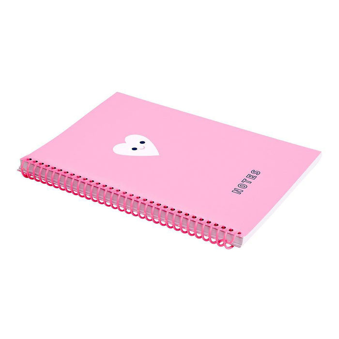 A5 Everyday Notebook Hearts Cute Neon Pink