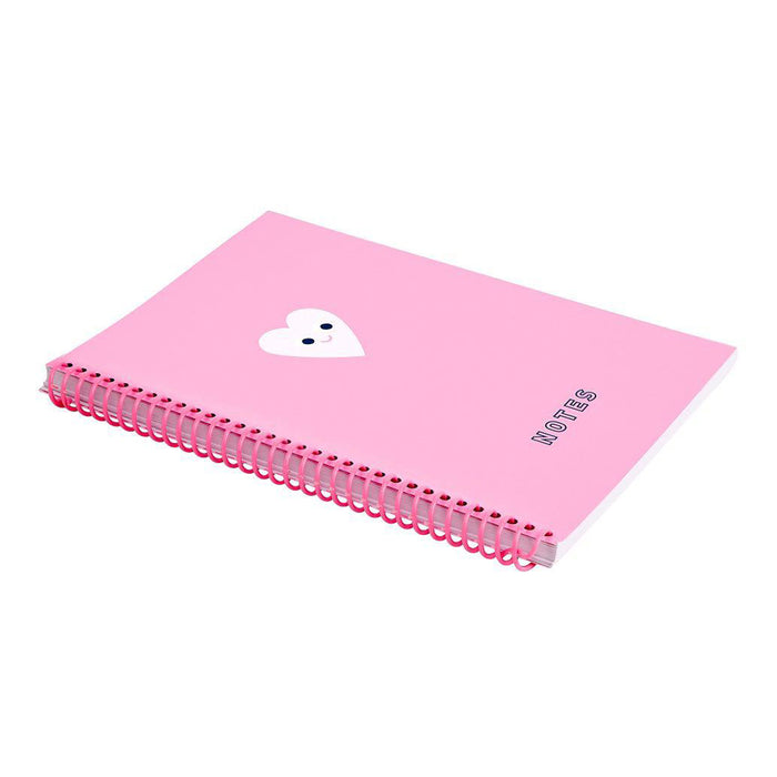 A5 Everyday Notebook Hearts Cute Neon Pink