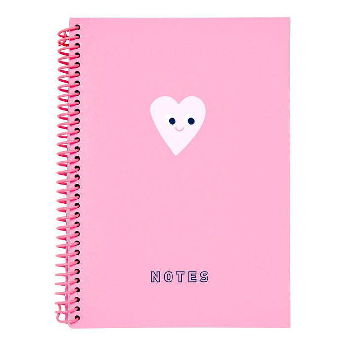 A5 Everyday Notebook Hearts Cute Neon Pink