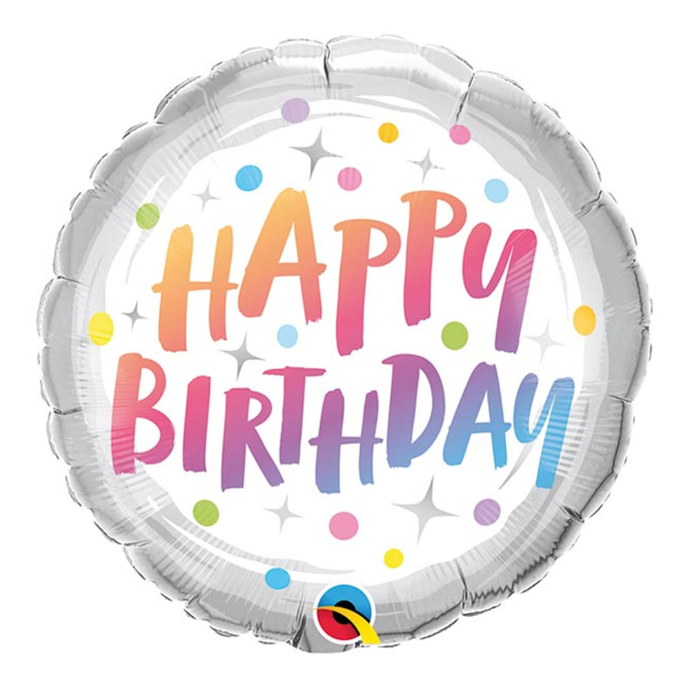 Silver Happy Birthday Helium Balloon