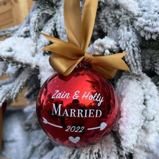 Personalised Red Rose Gold Bauble (10cm)