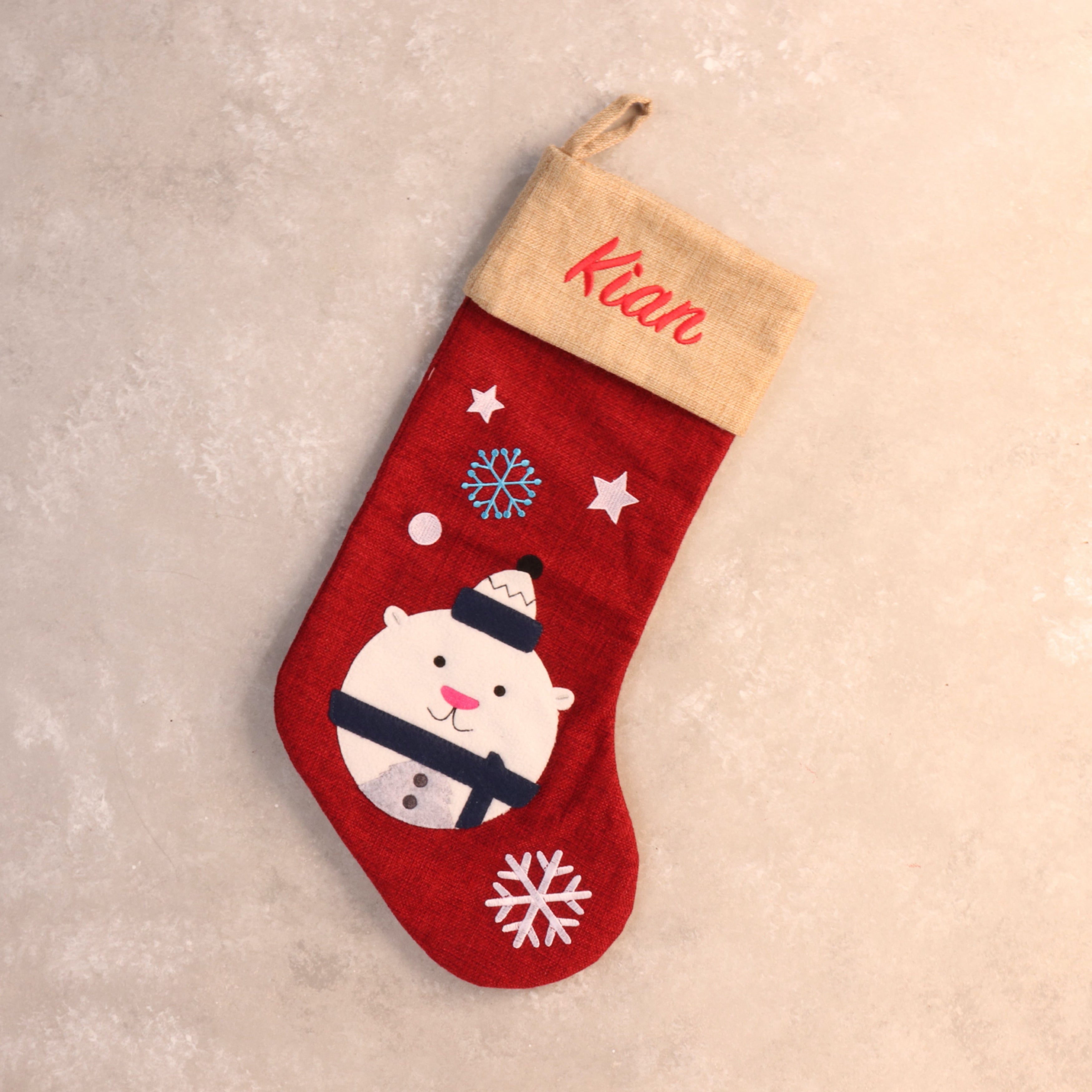 Personalised Christmas Stocking Snow Man - Large