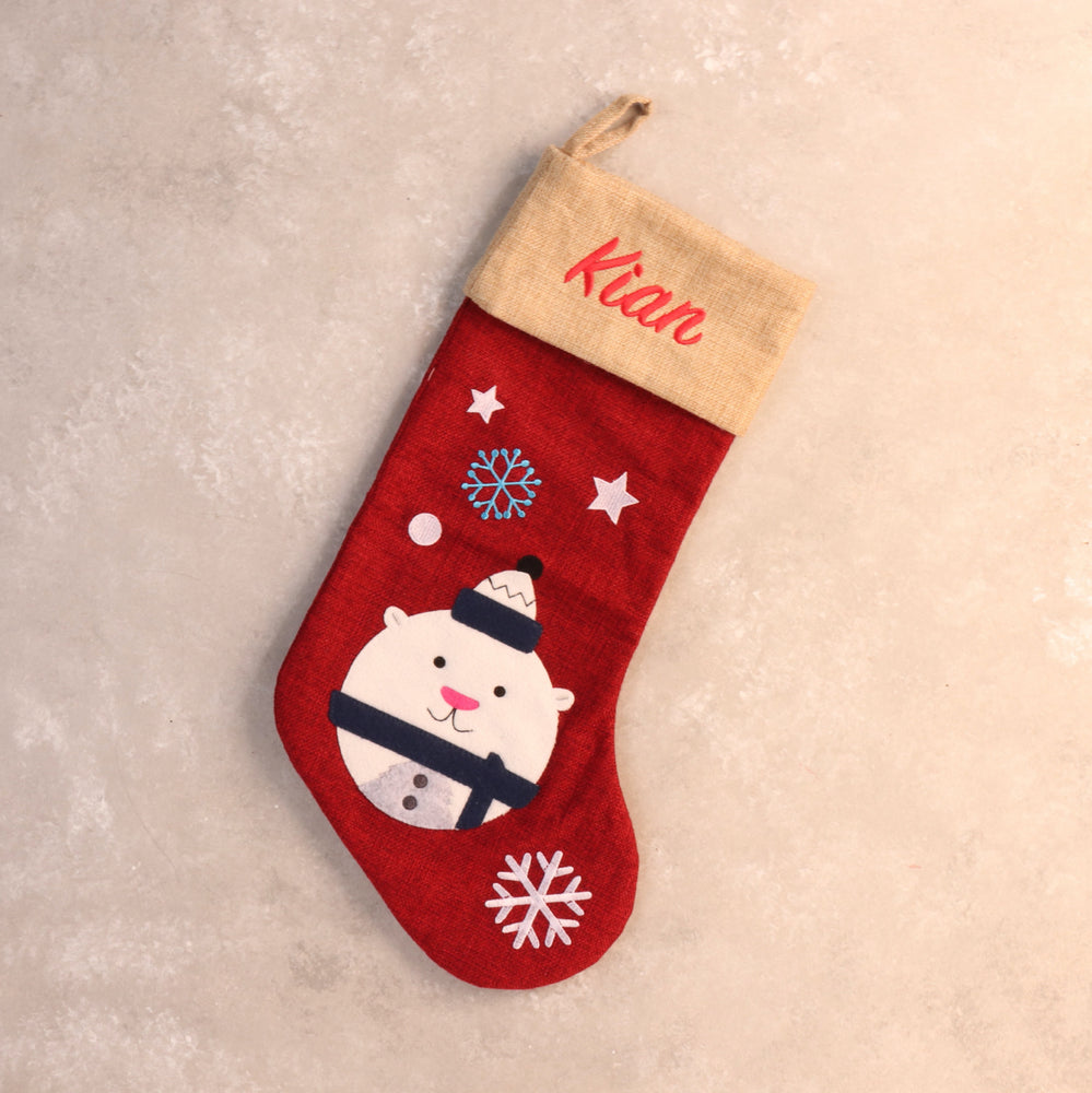 Personalised Christmas Stocking Snow Man - Large