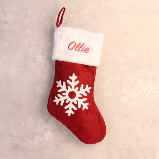 Personalised Christmas Stocking Snow Flake - Large