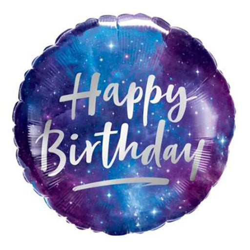 Purple, blue and silver helium Happy Birthday Helium Balloon